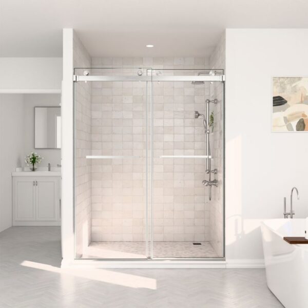 Double Sliding Door--Brushed Silver